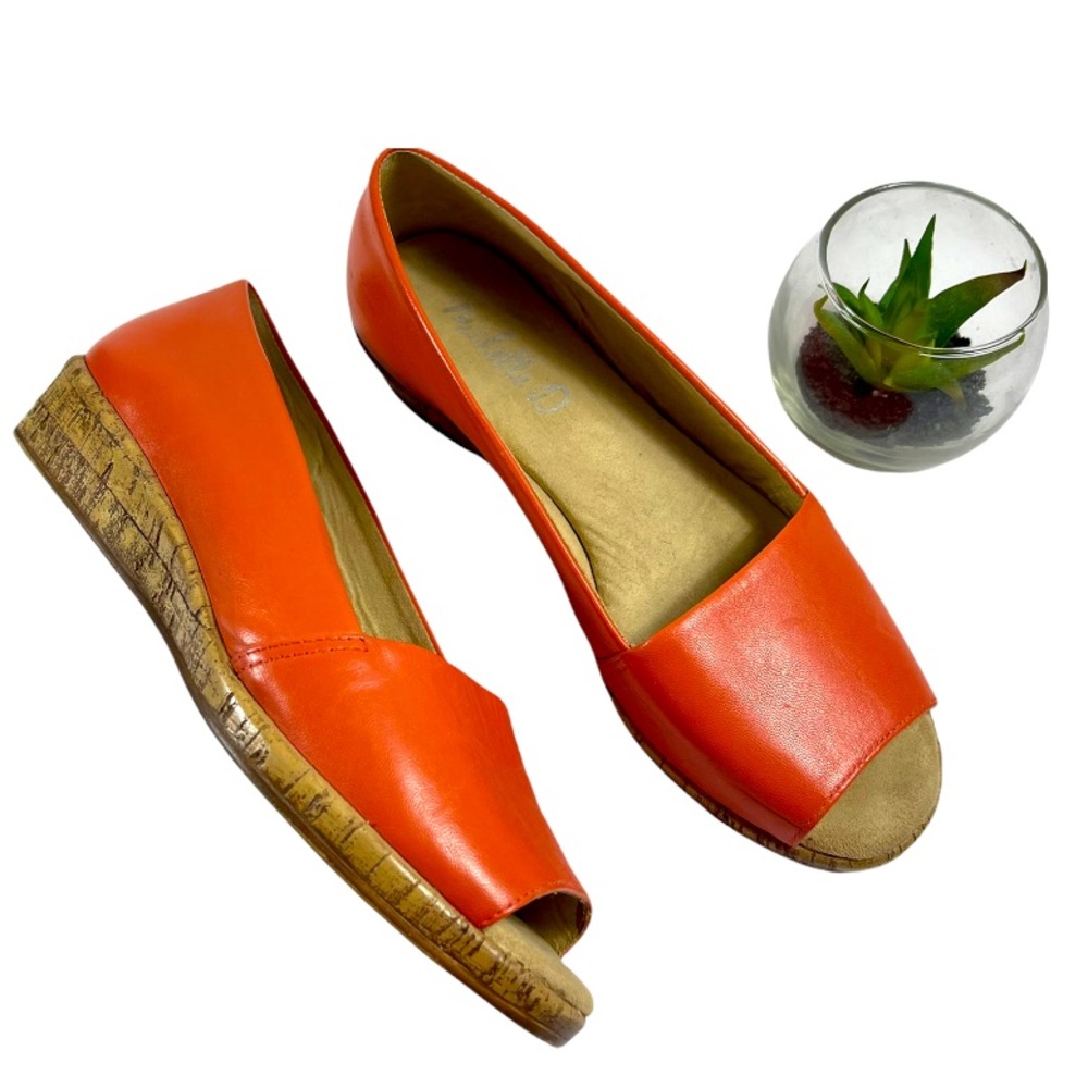 Michelle wedge heeled sandals D 'Ellena' Orange Open Toe Cork Size 5.5